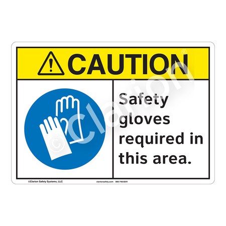 ANSI/ISO Compliant Caution Safety Gloves Safety Signs Indoor/Outdoor Plastic (BJ) 14 X 10